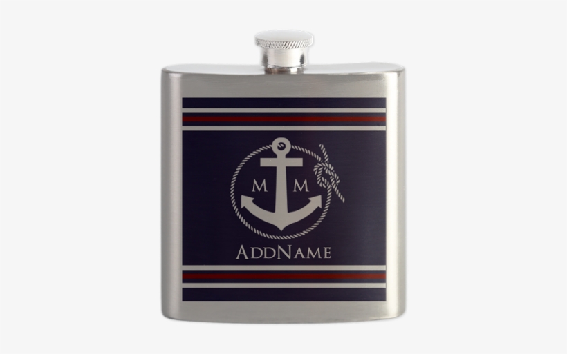 Navy Nautical Rope And Anchor Monogram Flask Nautical - Create Your Own Personalized Navy Nautical Rope, transparent png #2394058