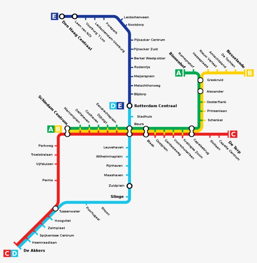 Metro Map Of Rotterdam Full Resolution - Rotterdam Metro Netherlands Metro Map, transparent png #2394206