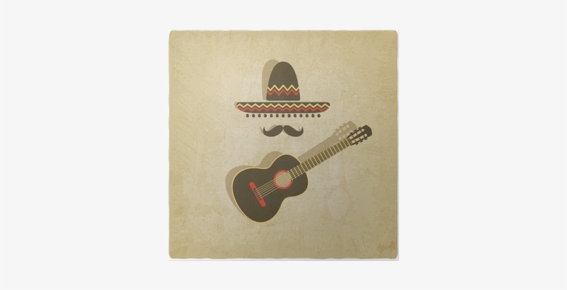 Póster Sombrero Mexicano Y La Guitarra De Fondo Antiguo - Guitar, transparent png #2396307