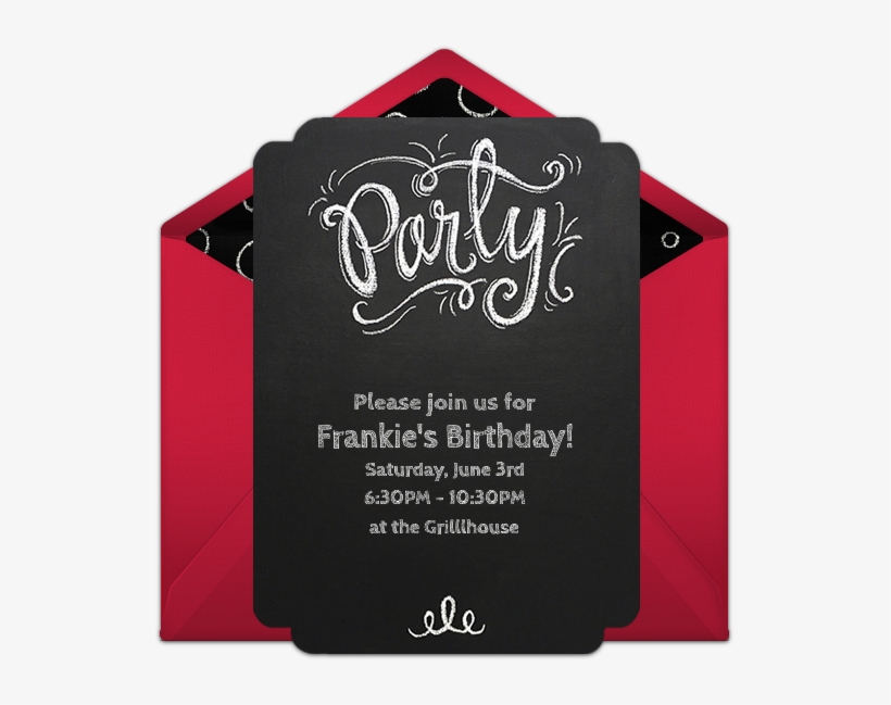 Party Chalkboard Red Online Invitation - Party, transparent png #2397813