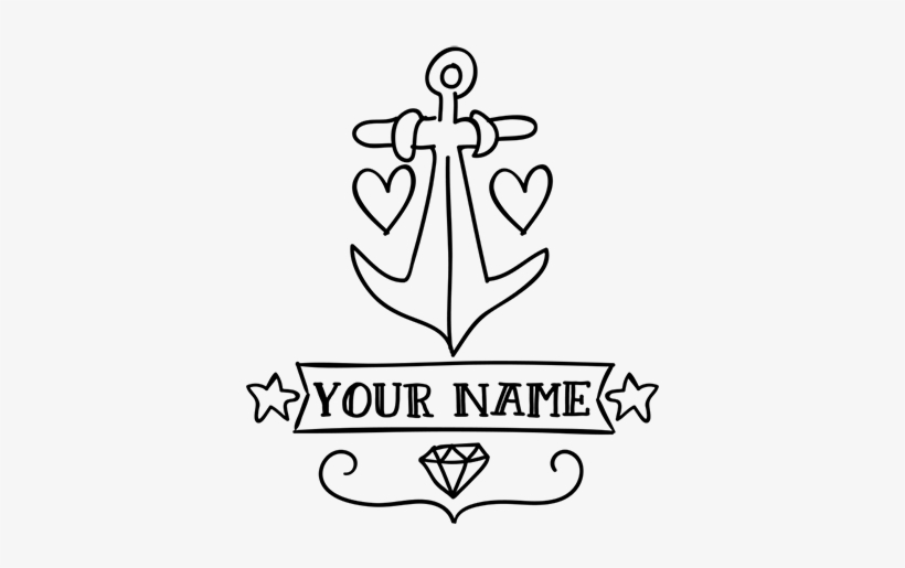 Vinilo Ancla Tatuaje Personalizable Nombre - Line Art, transparent png #2398660