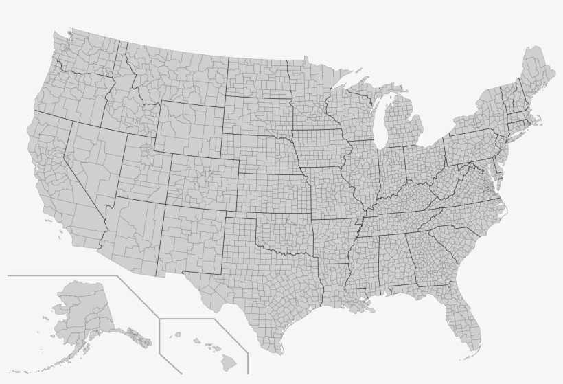 Large Blank Us Map Simple Decoration Fileusa Counties - Us Map Of Counties, transparent png #241389