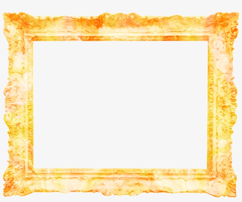 Golden Watercolor Rendering Flower Border Decoration - Watercolor Painting, transparent png #241762