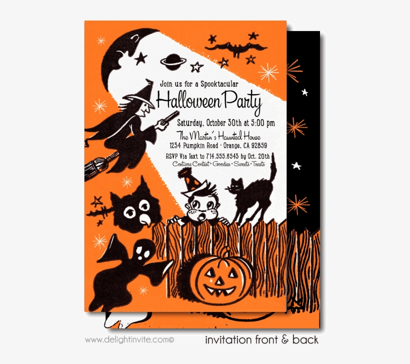 Vintage Child-friendly 1950's Halloween Invitations - Vintage Halloween Invites, transparent png #242121