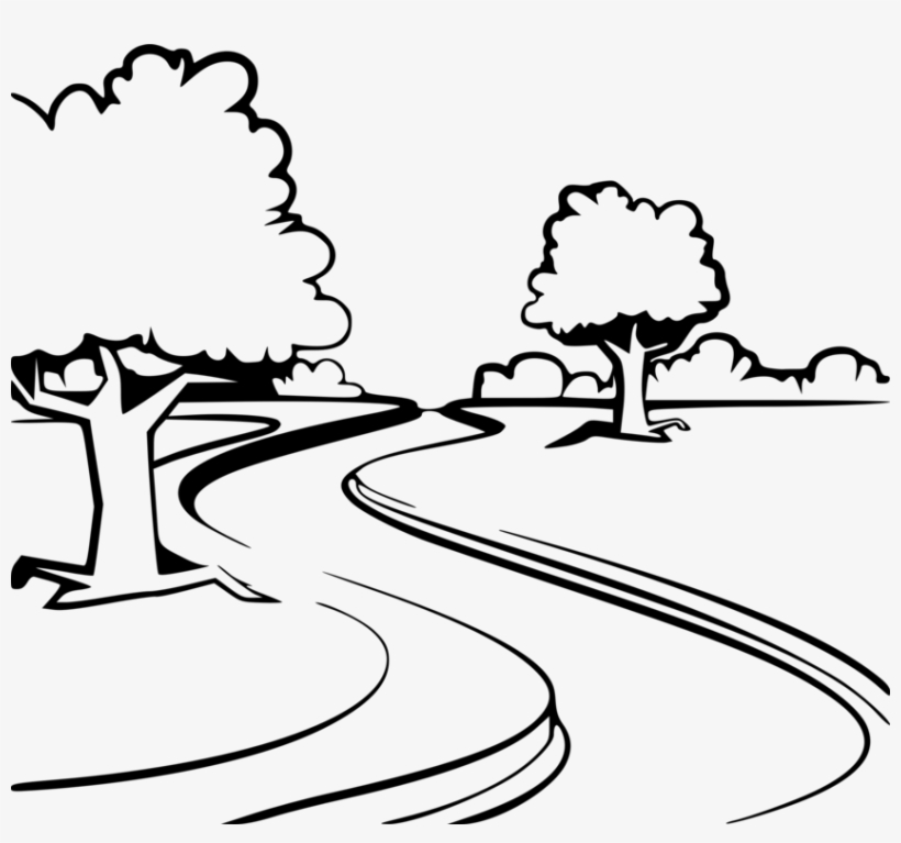 Drawing Black And White Cartoon Bank Free - Black And White River Clip Art, transparent png #242671