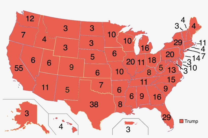 2020 Electoral Map President Trump - Corporal Punishment States, transparent png #243401