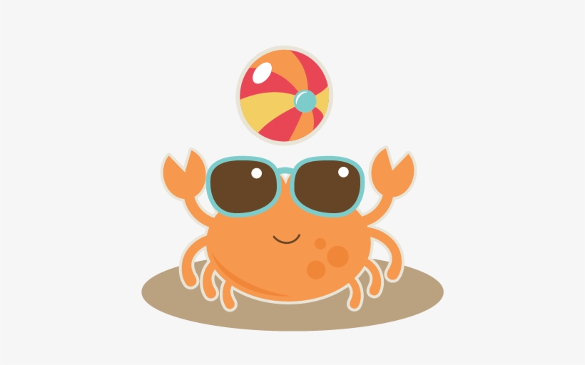 Crab With Beach Ball Svg Cut File For Scrapbooking - Beach Clip Art Free, transparent png #243448