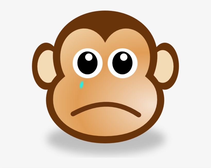 Sad Emoji Clipart Large - Monkey Face Cartoon, transparent png #244032