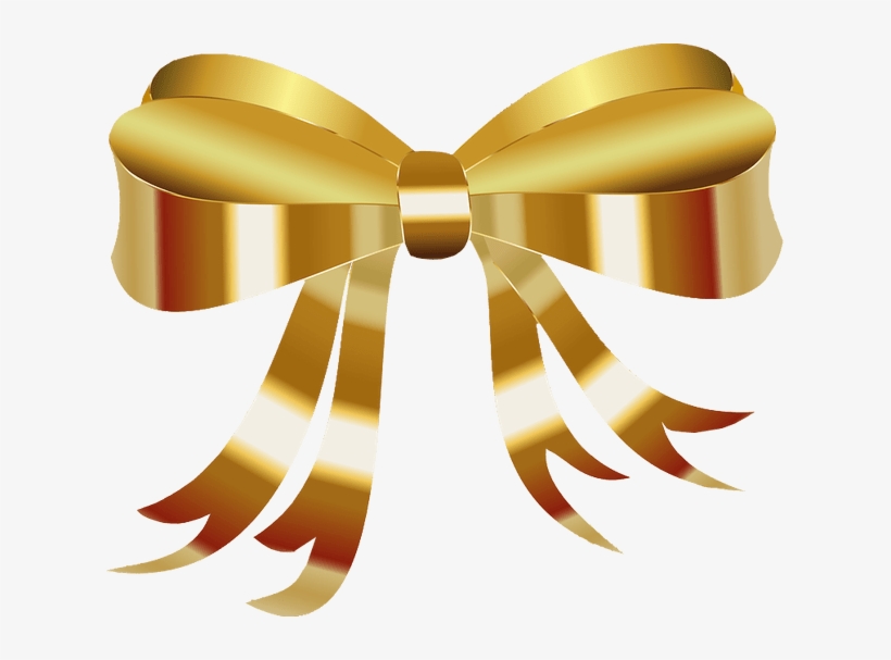 Christmas Ribbon Clipart Clear Background - Gold Bow No Background, transparent png #244925