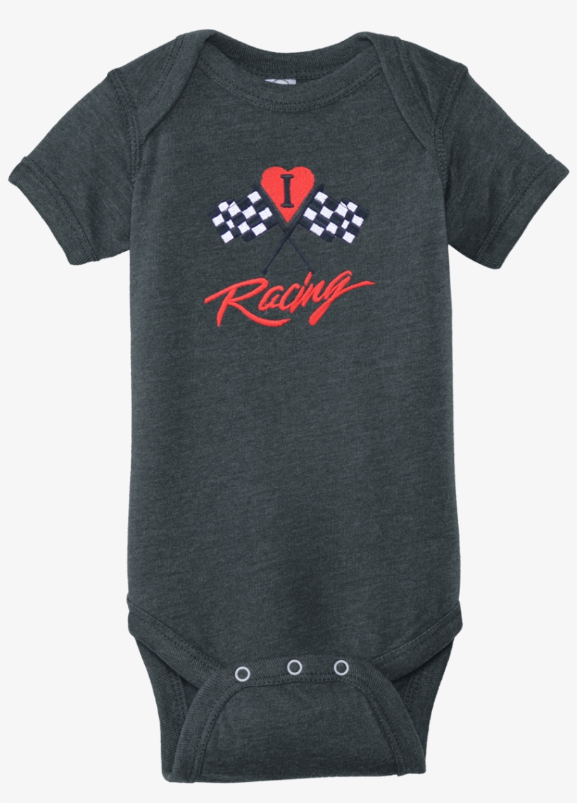 I Love Racing Embroidered Infant Onesie - Active Shirt, transparent png #248220