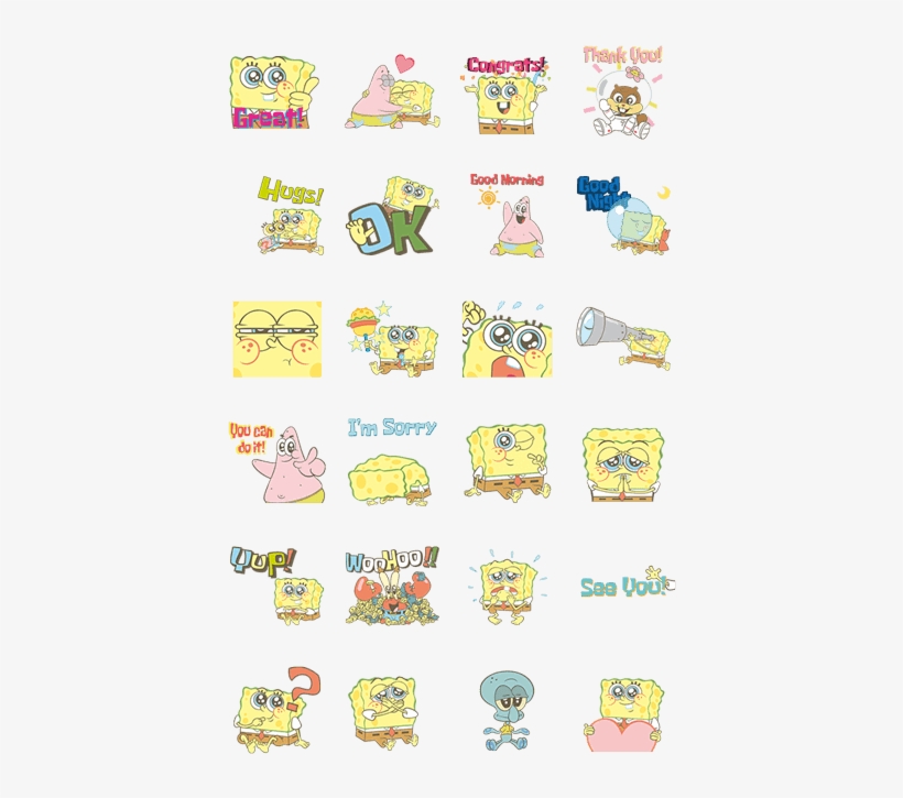 Adorable Little Spongebob Squarepants - Spongebob Line Stickers, transparent png #248317