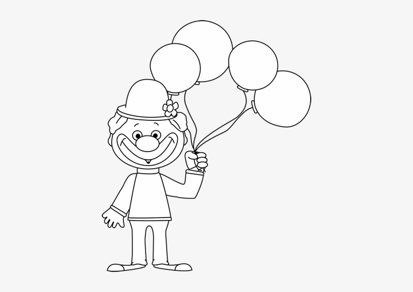 Svg Transparent Library Black And White Clip Art - Clipart Clown With Balloons, transparent png #249155