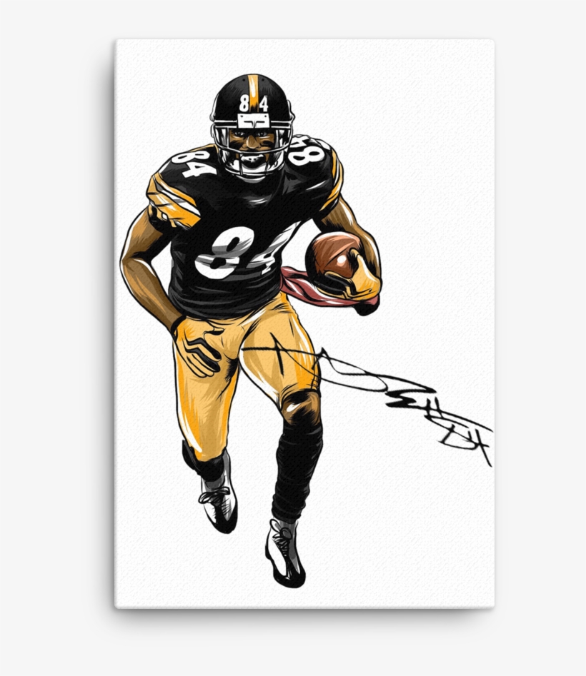 Antonio Brown Driving It Down Signature Art Canvas - Football Helmet, transparent png #2401038
