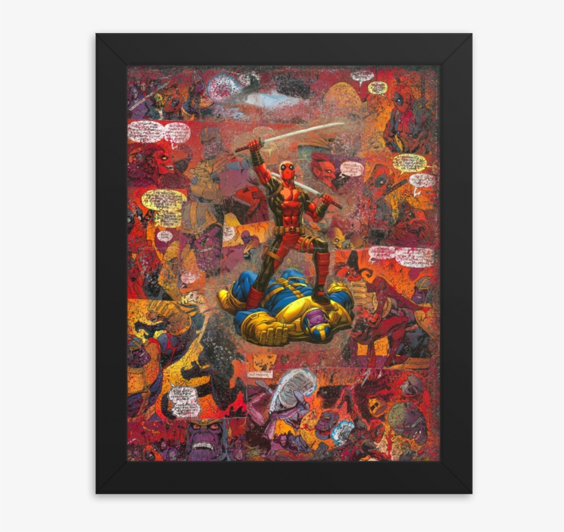 Deadpool Versus Thanos Comic Canvas Framed Reproduction - Modern Art, transparent png #2402496