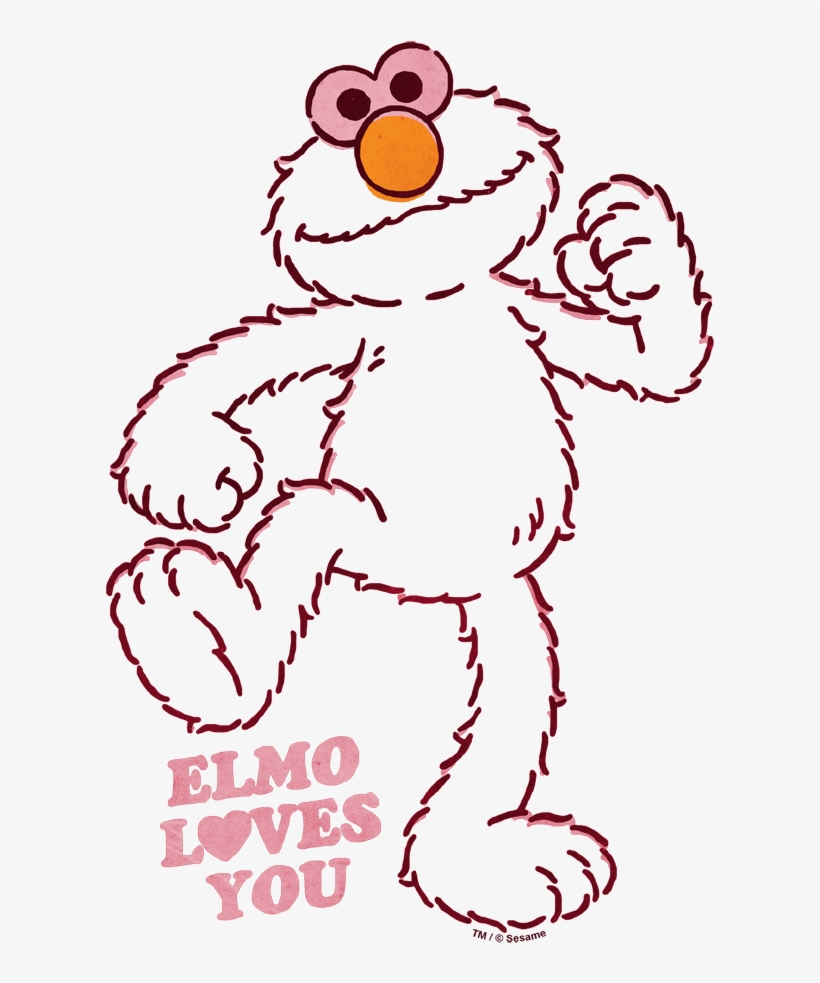 Sesame Street Elmo Loves You Men's Heather T-shirt - Cartoon, transparent png #2402831
