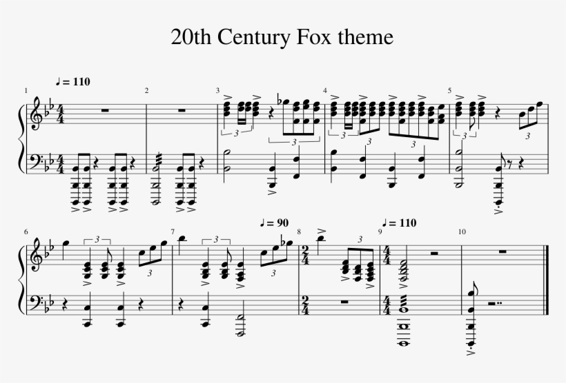 20th Century Fox Theme Sheet Music 1 Of 1 Pages - Power Of Neo Piano Sheet Music, transparent png #2403497