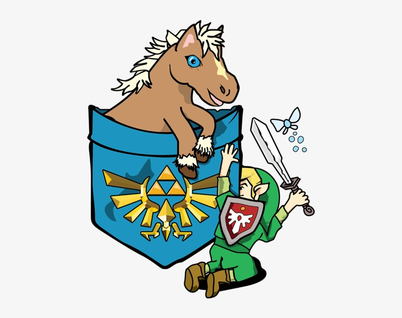 Link Pocket-tee Epona Breath Of The Wild Switch Teepublic - Cartoon, transparent png #2403580