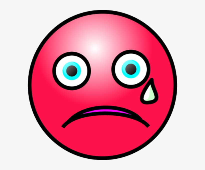 Emoticons Crying Face - Crying Red Sad Face, transparent png #2406896