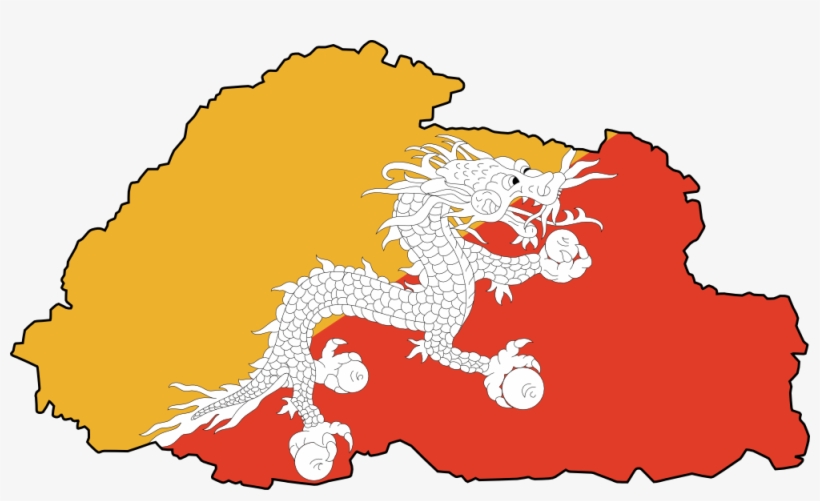 Flag Map Of Bhutan Drapeau Bandiera Bandeira Flagga - Hard Flag To Draw, transparent png #2408291