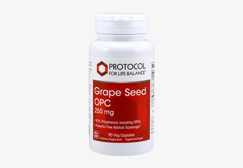 Grape Seed Opc, 250 Mg - Protocol For Life Balance - Mk7 Vitamin K2 160 Mcg., transparent png #2408855