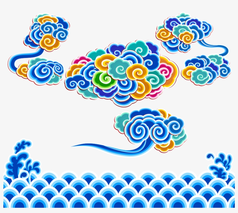 Blue And Auspicious Cloud Decoration - Bag Bath Towel Colour Of The Clouds Polyester Velvet, transparent png #2409374