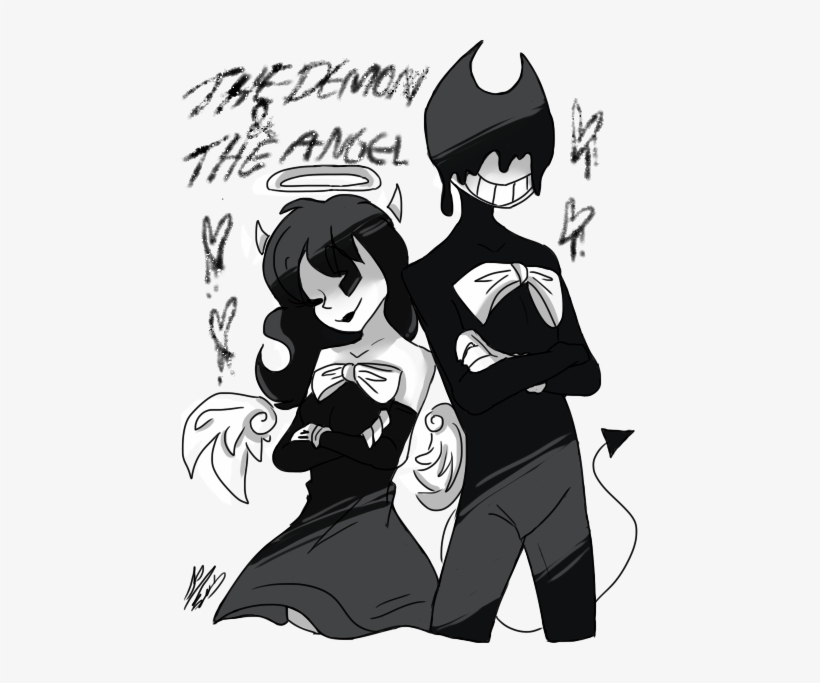 The Demon And The Angel By Bendythedevil - Angel Alice Demon Drawing, transparent png #2414348