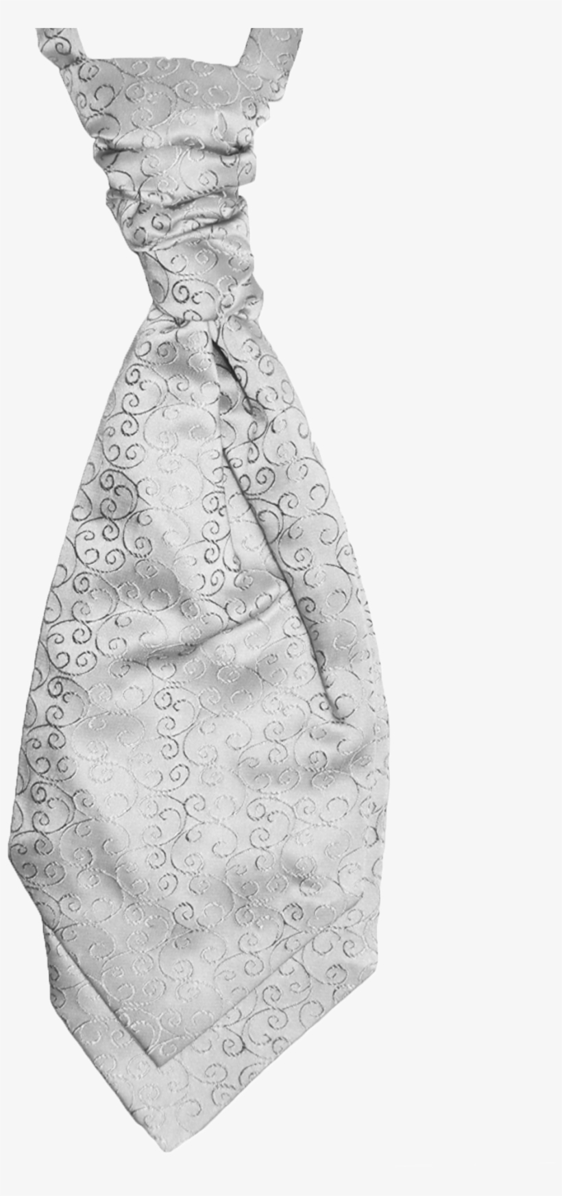 Boys White Scroll Cravat And Hankie - Formal Tailor Boys Silver Scroll Cravat, transparent png #2417975