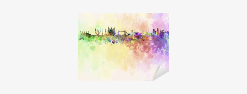 London Skyline In Watercolor Background Sticker • Pixers® - Watercolor London, transparent png #2419584