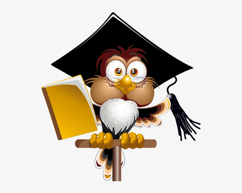 Owl With School Book Png Clipart Image - Teacher Cartoon, transparent png #2420244