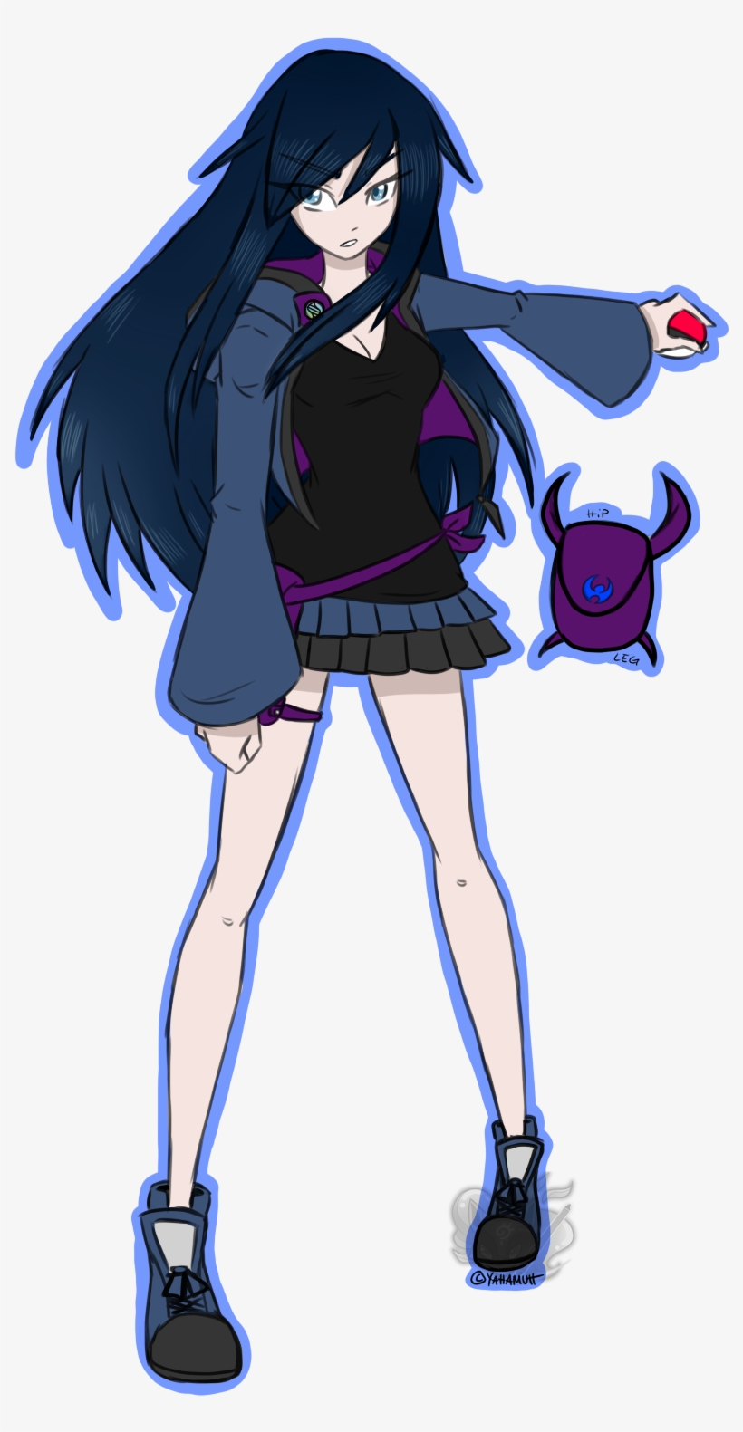 Pokemon Trainer Luna - Pokemon Trainer Blue Hair, transparent png #2421307