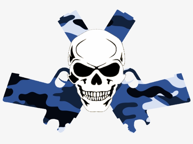 Skull In Guns Blue Camo Image - Blue Skull With Guns, transparent png #2422529