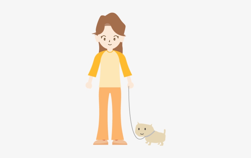 A Woman Walking A Dog / A Youth - Illustration, transparent png #2422788