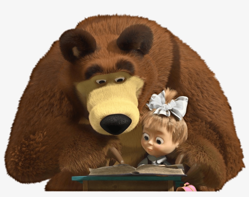 Descargar - Masha And The Bear Reading, transparent png #2422926