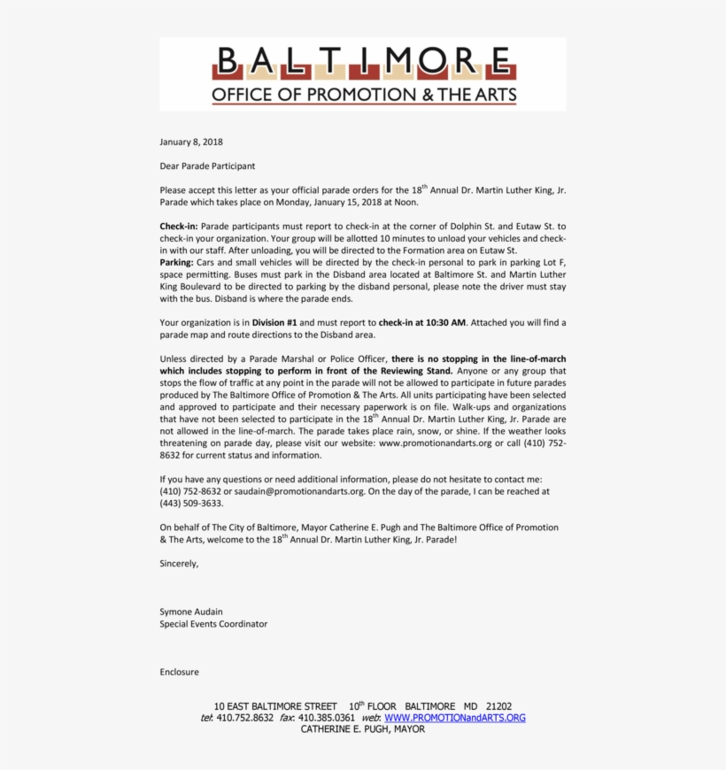 Mlk Day 2018 Parade Instructions - Document, transparent png #2435597