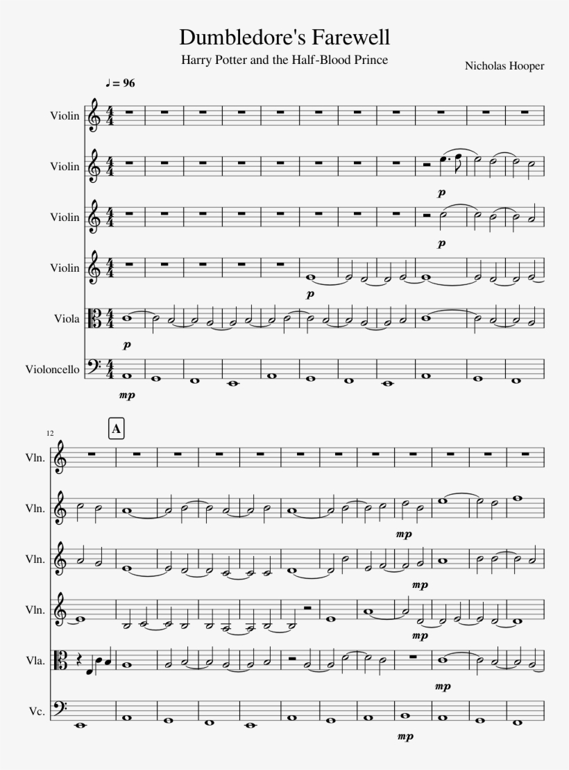 Dumbledore's Farewell Sheet Music Composed By Nicholas - Hail Holy Queen Enthroned Above Music Sheet, transparent png #2436345