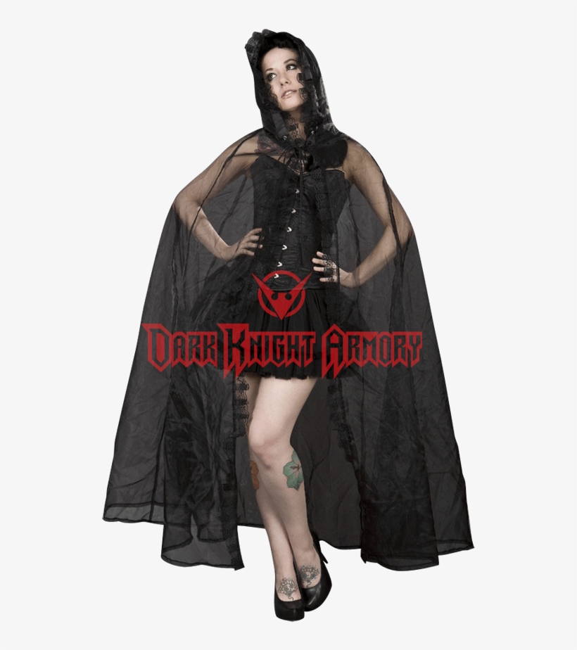 Black Organza Hooded Cape - Cape, transparent png #2438811
