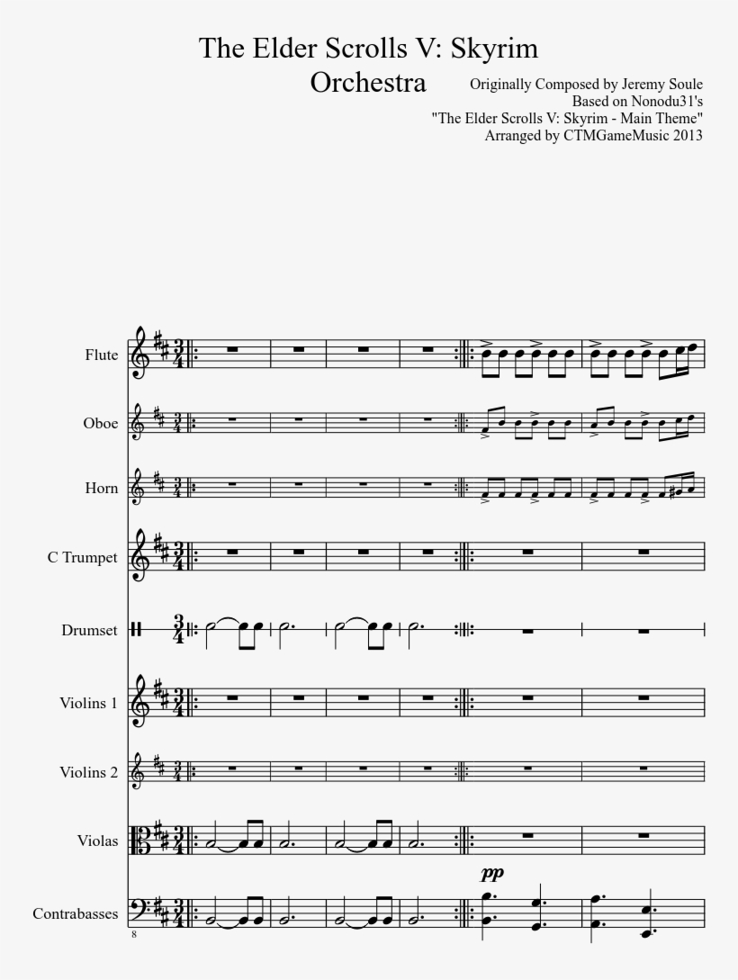 The Elder Scrolls V - Elder Scrolls Theme Sheet Music Trumpet, transparent png #2439041