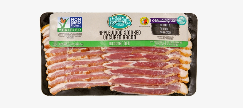 Uncured Applewood Smoked Bacon Non Gmo Project Verified - Pederson's Farm, transparent png #2439571