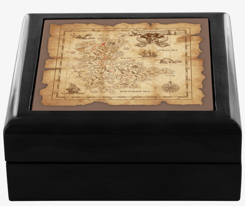 Treasure Map Jewelry Box - Orange Venue 19208 Korsan Haritası Dekoratif Fon Perde, transparent png #2440686