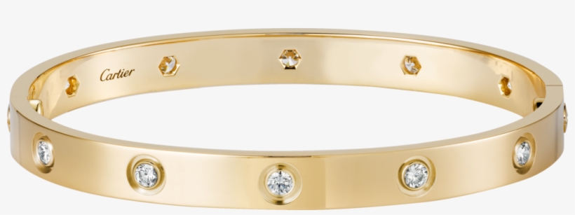 Love Bracelet, 10 Diamondsyellow Gold, Diamonds - Bracelet Cartier, transparent png #2444386