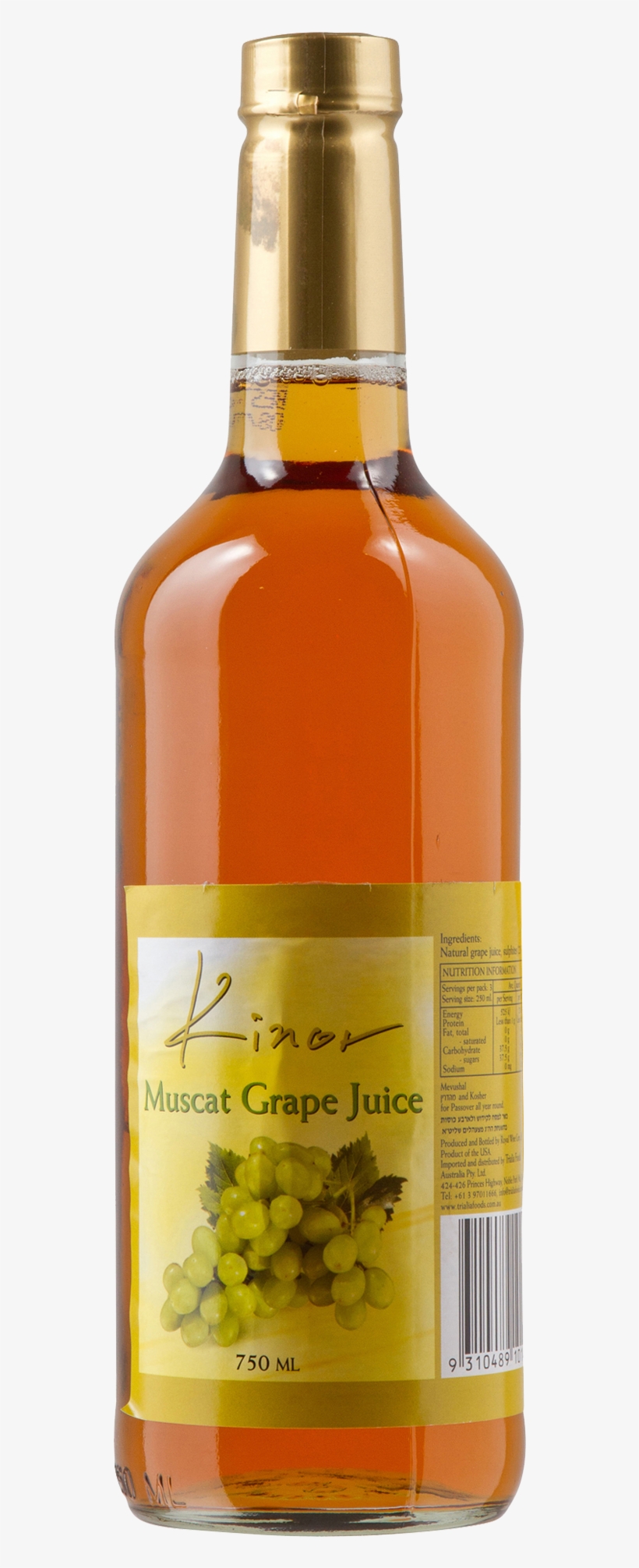 Kinor Grape Juice Natural Muscat - Kinor Drinks Grape Juice Natural Muscat 750ml, transparent png #2444655