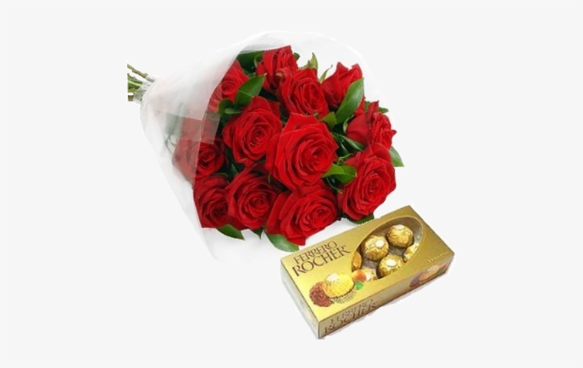 Delicado Bouquer De 12 Rosas Acompañado De Una Caja - Cajita De Ferrero Rocher, transparent png #2445115