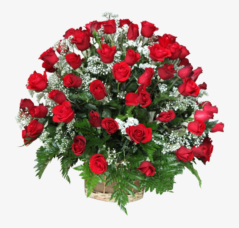 Basket Arrangement With 50 Red Roses - Rose Bokeh Png Hd, transparent png #2445215