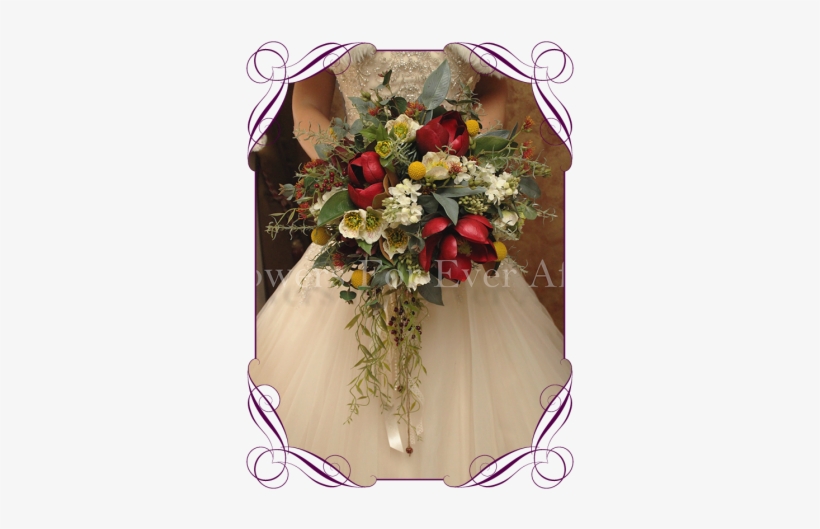 Heather, Vintage Inspired Crescent Shape Silk Bridal - Bouquet, transparent png #2445376