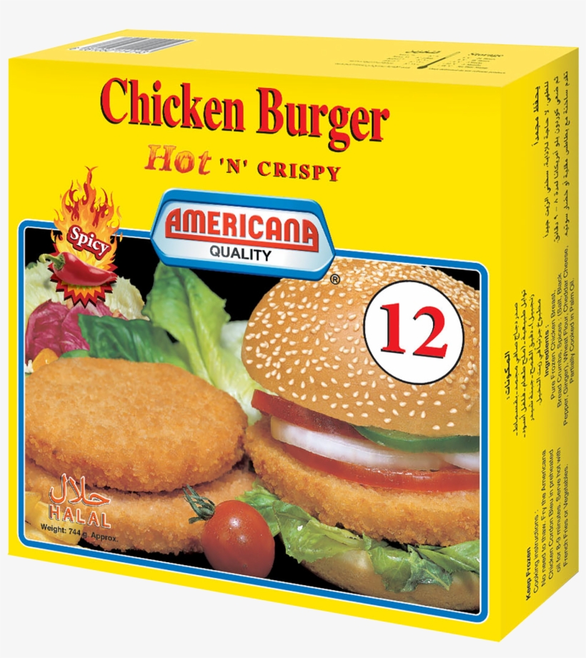 370158 Chicken Burger Spicy 12pcs 744g Eng - Chicken Sandwich, transparent png #2445779