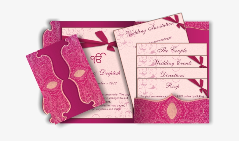 Pocket Style Indian Wedding Invitation Card Design - Wedding Invitation Pink Design Card, transparent png #2446537