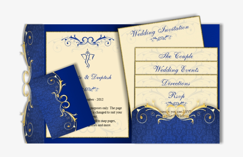 Pocket - Wedding Designs Gold And Blue, transparent png #2446612