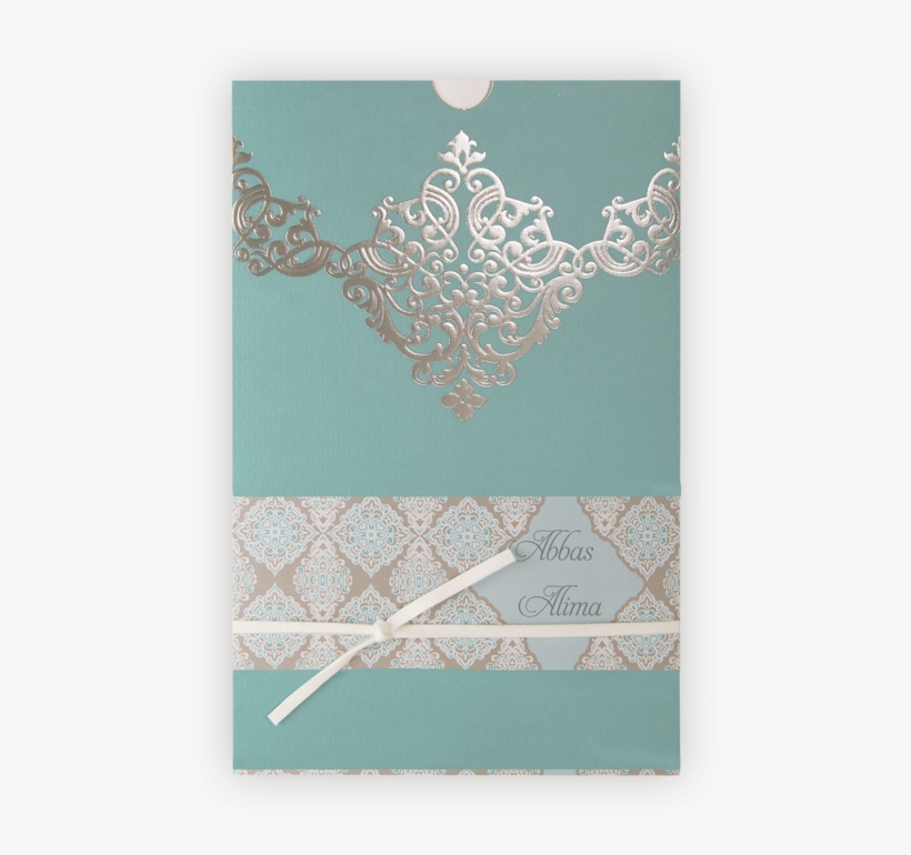 Muslim & Indian Wedding Invitation - Turquoise Silver And White Wedding Invitations, transparent png #2446697