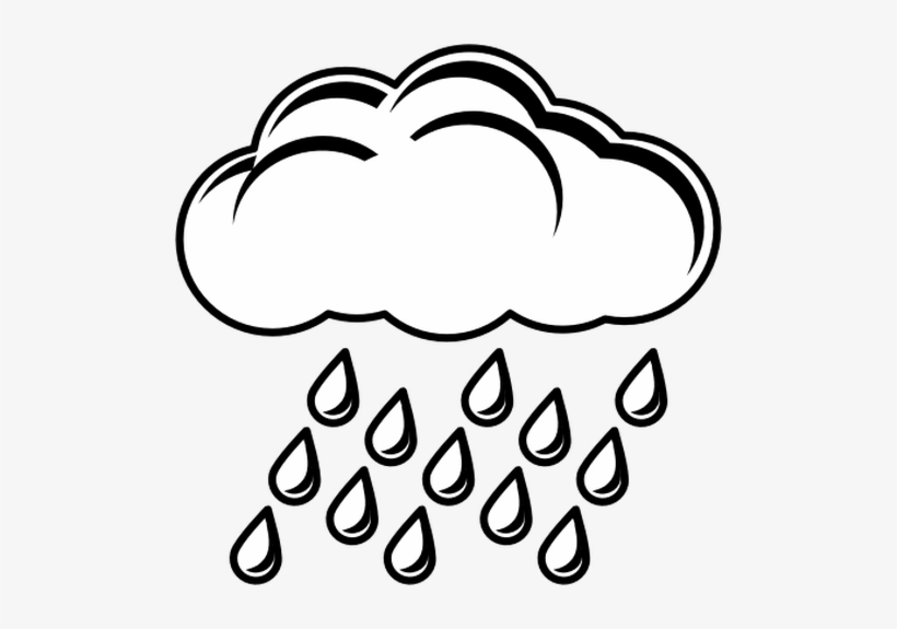 Clip Art Of Black And White Rainy Day Sign - Rain Cloud Clipart Black And White, transparent png #2446704