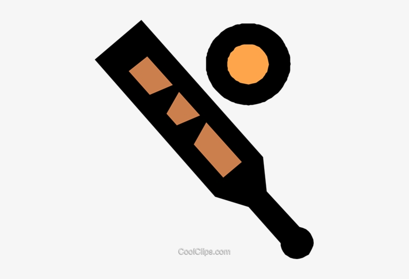 Cricket Bat With Ball Royalty Free Vector Clip Art - Clip Art, transparent png #2446770